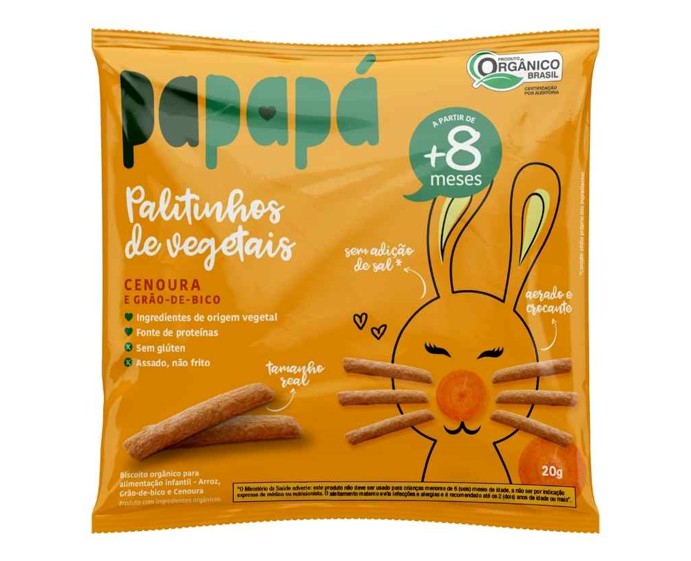 Palitinhos de Vegetais Orgânicos Cenoura 20g Papapá