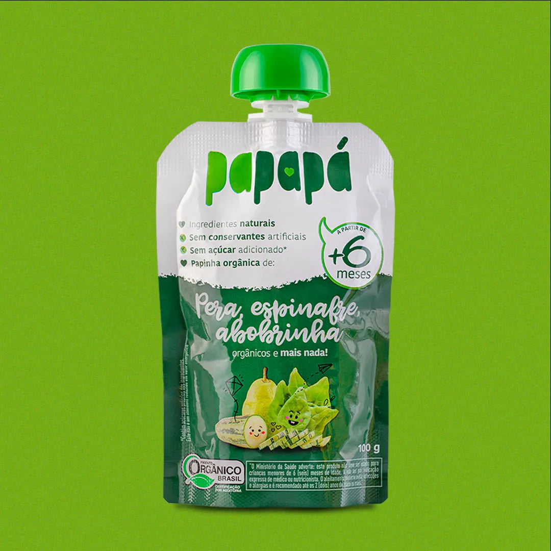 Papinha Pêra e Espinafre Orgânico 100g Papapá
