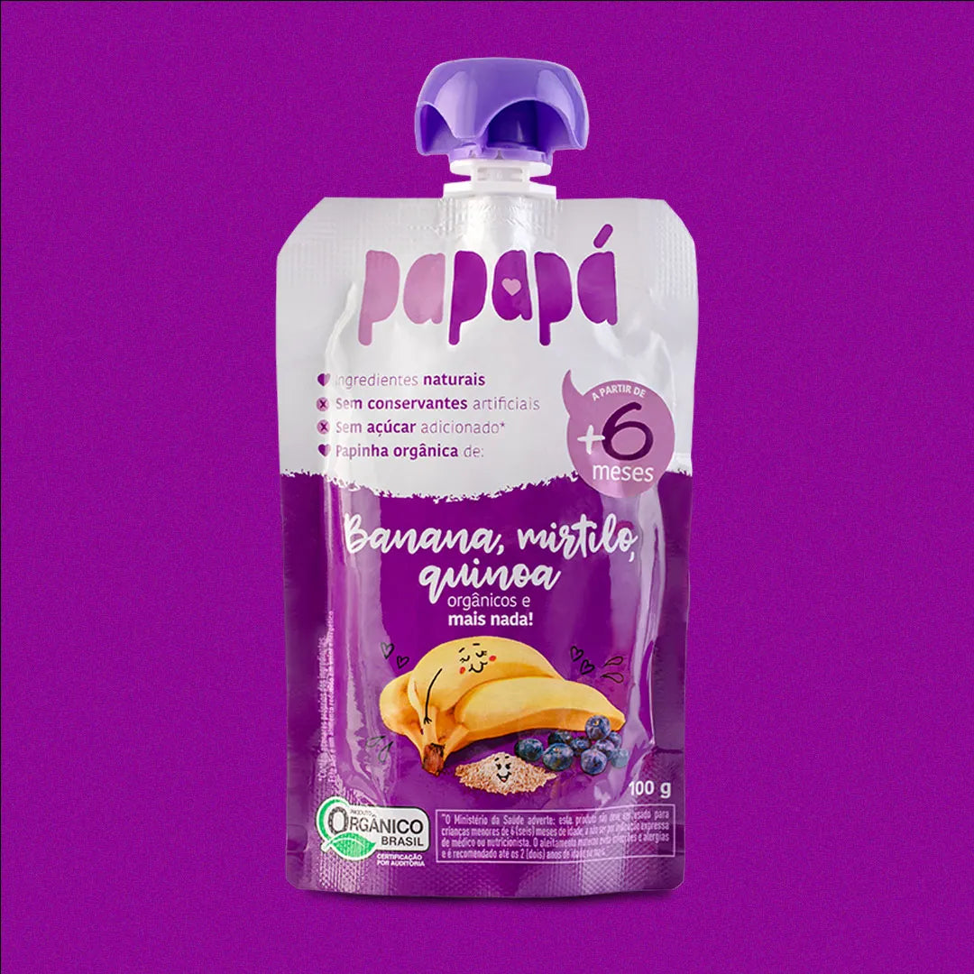 Papinha de Banana e Mirtilo Orgânico 100g Papapá